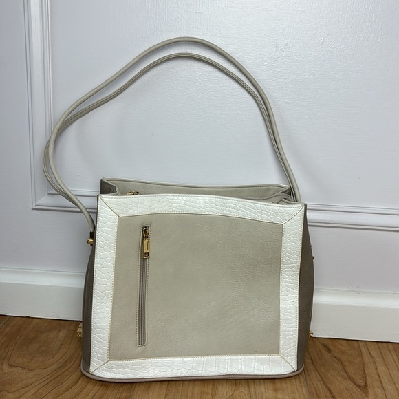 Samoe Style East/West Shopper Handbag/Shoulder Bag Faux Leather Neutral Soft - Picture 6 of 13